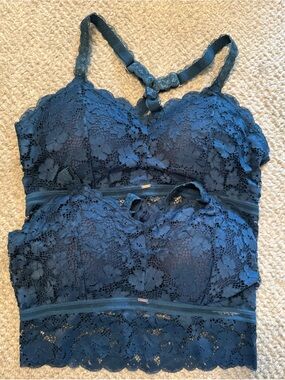 Lace Bralette Tank Top - Deep Navy Blue